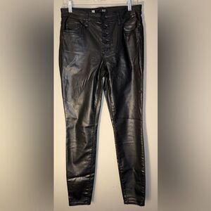 Kut from the Kloth “Mia High Rise Skinny” Button Fly Faux Leather Pants Sz 6 #72